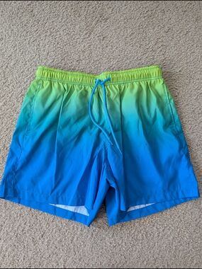 Happy Hour Men's Gradient Blue-Green Swim Trunks